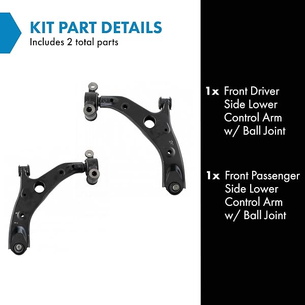 TRQ Front Lower Driver and Passenger Side Control Arm and Ball Joint Set 2 Piece Compatible with 2014-2018 Mazda 3 2014-2018 3 Sport - 2