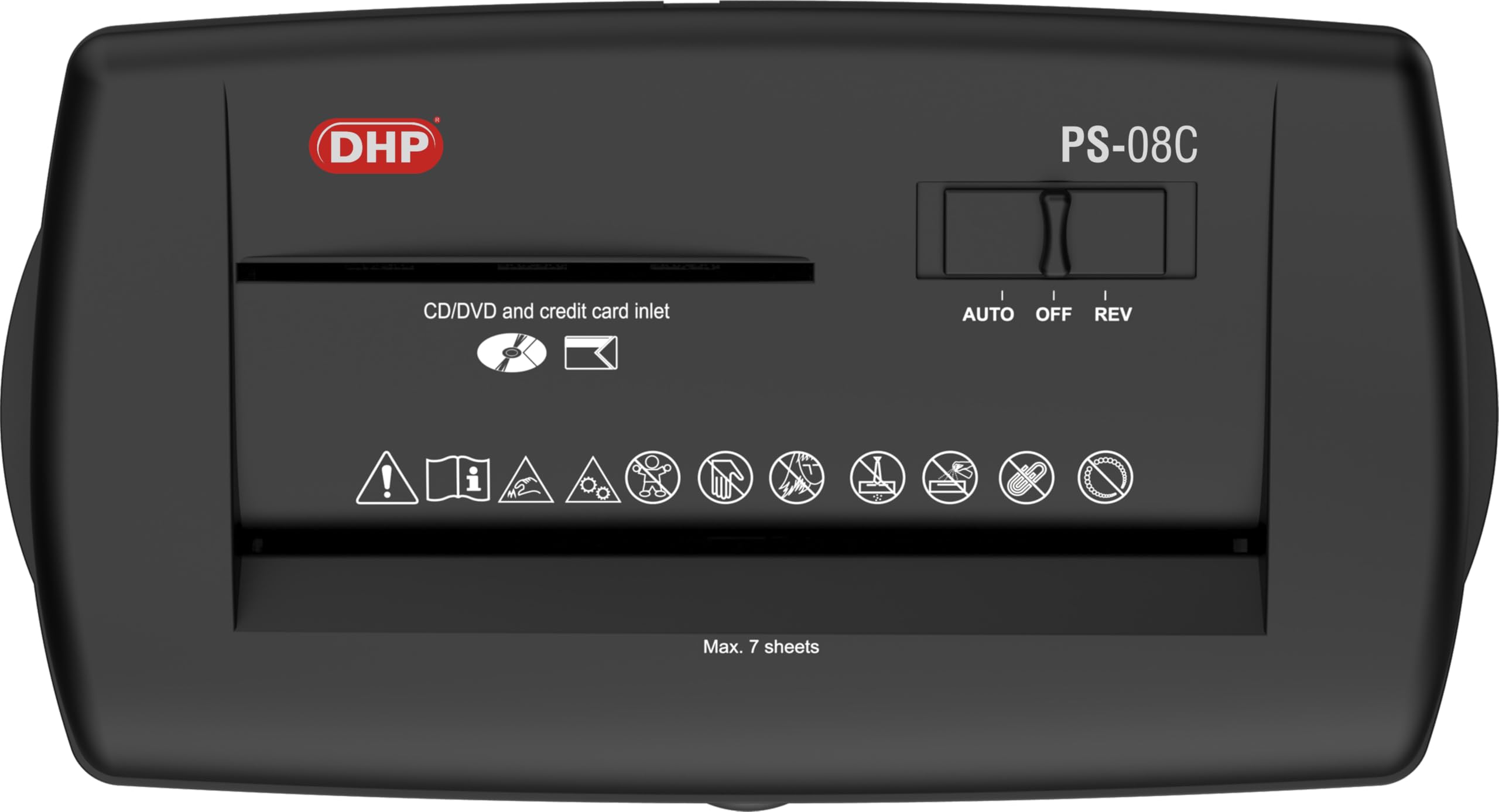 Destructora de Papel - DHP PS - 08C para Casa, destruye hasta 7 Hojas en partículas de 4 x 45 mm, Tarjetas de crédito y CDs/DVDs, Recipiente Separable, Nivel de Seguridad P3, Papelera de 15L.