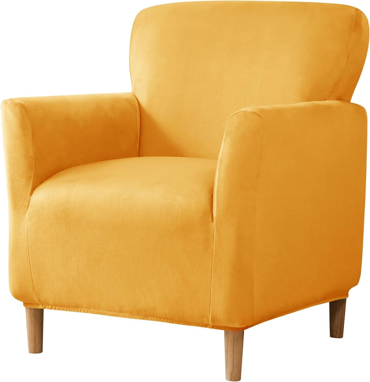 Mid Century Accent Armchair Slipcovers, Velvet Modern Sofa Chair Covers Soft Club Chair Slipcovers with Arms Furniture Protector Cover Only (Gold)