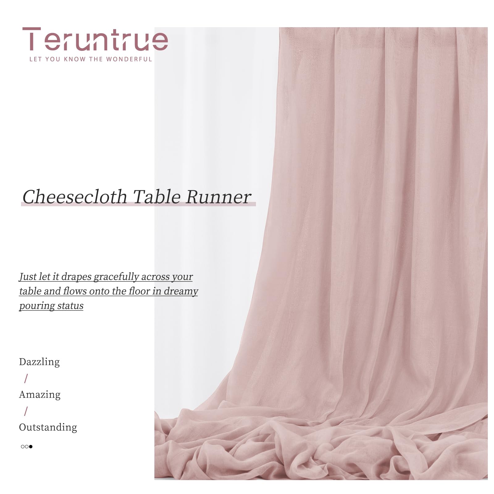 Lot de 24 chemins de table en étamine, 3 m, rustiques, style bohème, décoration de table de mariage, fête prénuptiale, décoration de table de mariage, fête prénuptiale, rose