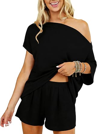 Dressmine 2 Piece Summer Sets for Women Sexy Pjs Lounge Shorts Pajamas Set