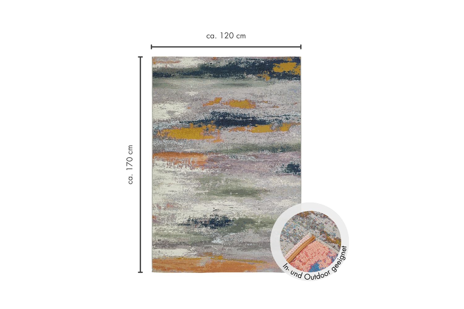 andiamo Portland Tapis d'extérieur résistant aux intempéries - Idéal pour balcon, terrasse et jardin - Antidérapant - Résistant aux UV - Facile d'entretien - Tapis d'extérieur pour l'extérieur - 120 x