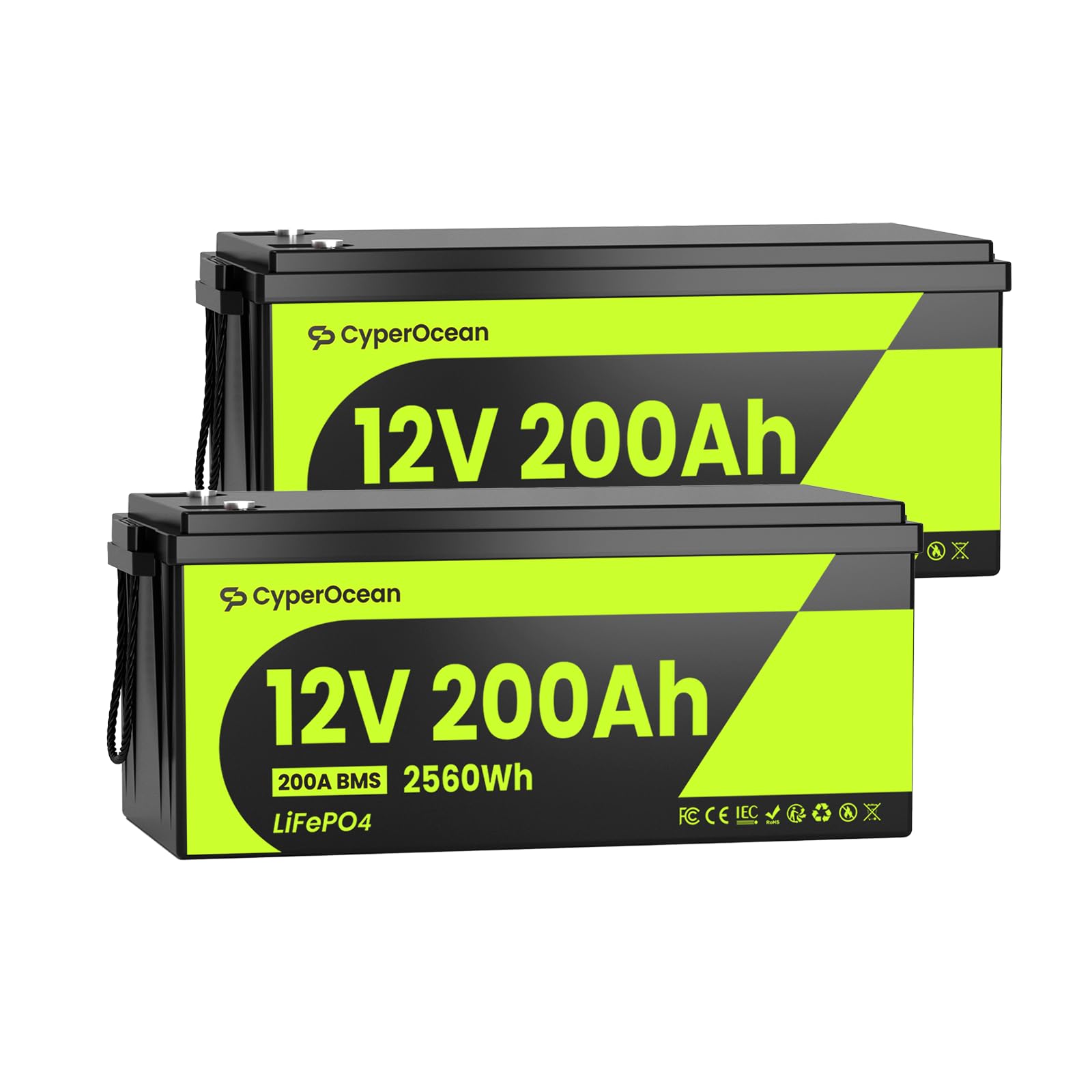 Paquete de Dos Batería LiFePO4 12V con BMS 200A Recargable