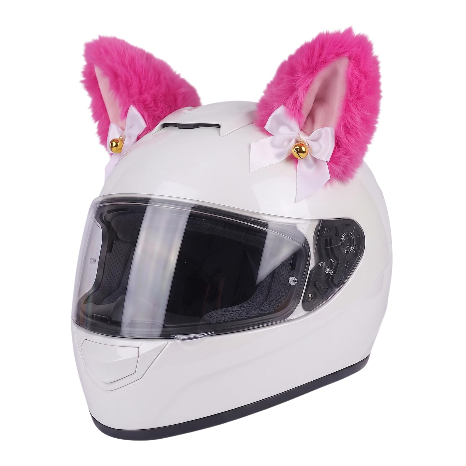 2 Pcs Cat Ear Helmet Decorations, Cute Plush Ears for Helmet Decoration, Adults Funny Detachable Self Adhesive Accessory for for Motorbike Bike Bicycle Cycling Bikers Riders Scooter (Rose)