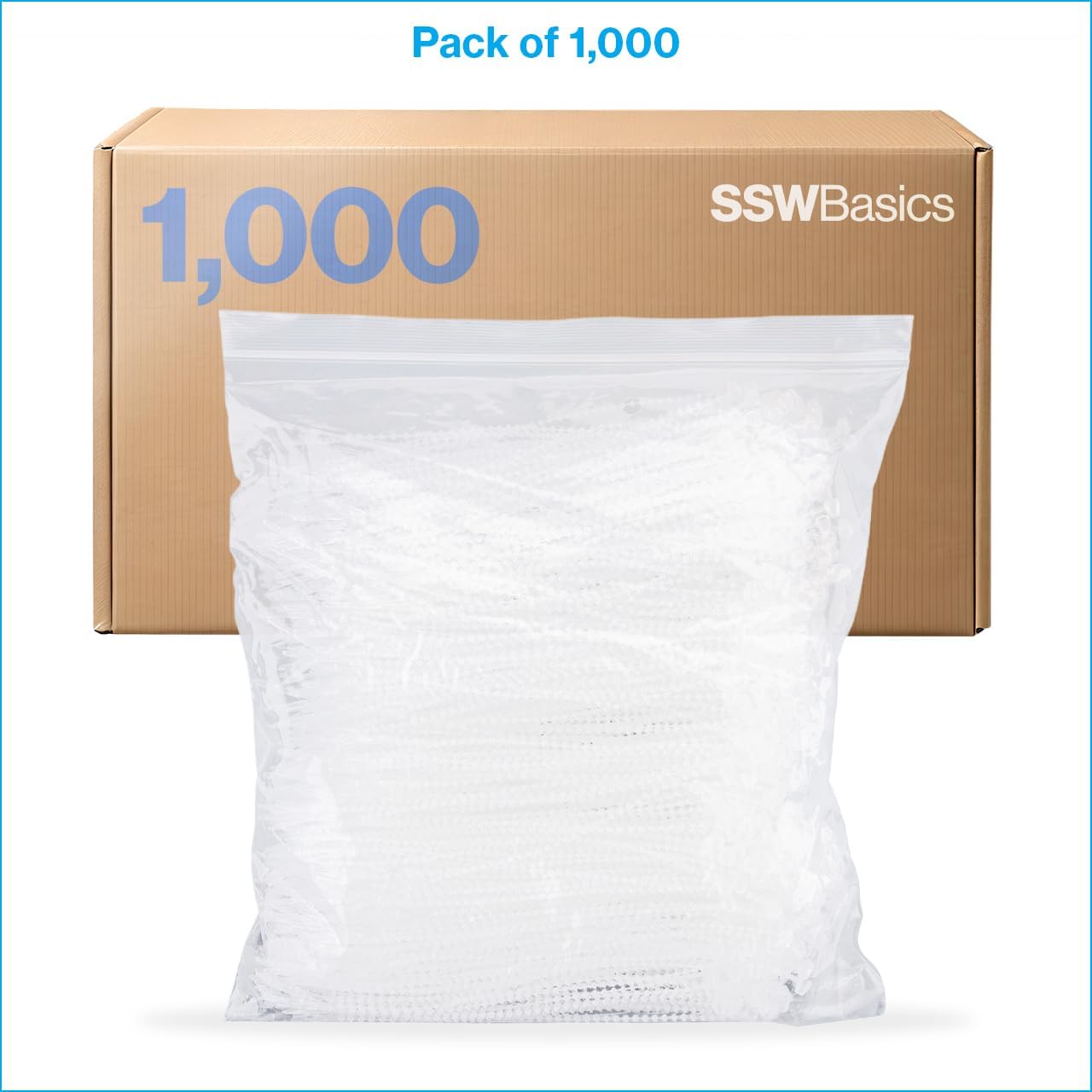 SSWBasics 5 inch Clear Adjustable Security Loop Tagging Fasteners - Pack of 1000- Clear