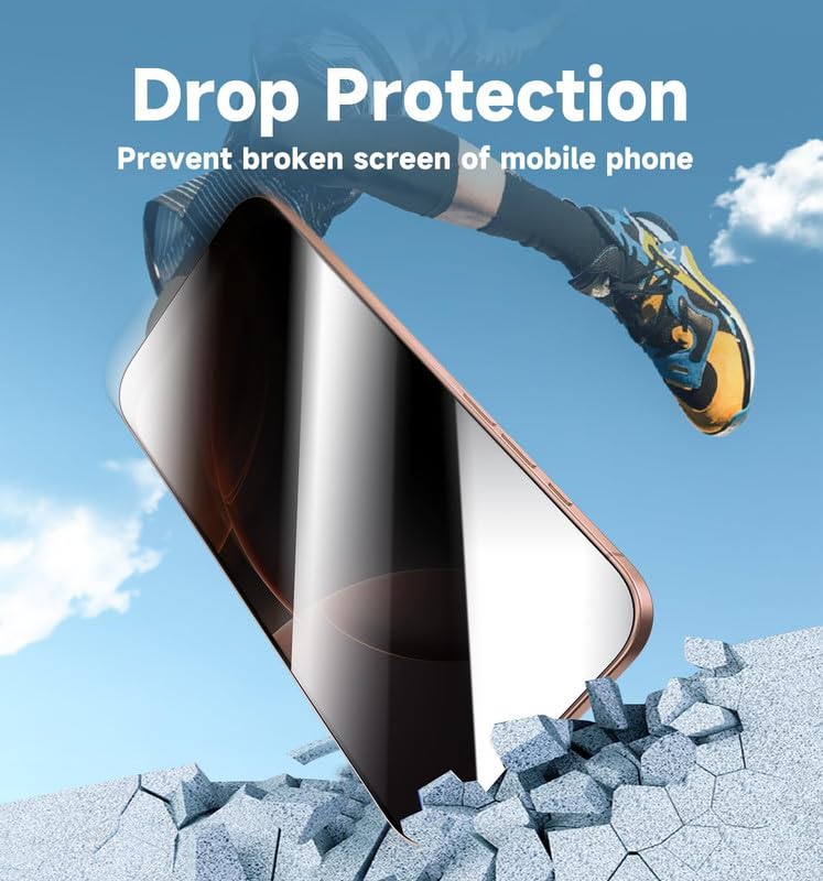 Image of TitanEdge Privacy Tempered Glass Screen Protector Guard for iPhone 17 and 16 Pro | True 28Anti Spy - 2 Pack