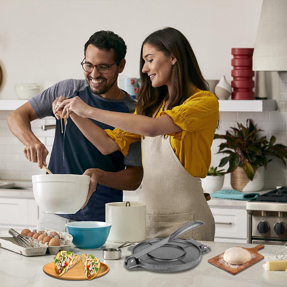 Leopacat Tortilla Press, Tortilla Maker, Tortilla Pan, Cast Iron Tortilla Press, Tortilla and Roti Maker Tool for Any Recipe Pancake Tamales Pizza Pie Patty Pitas Flatbread 6.5 Inches