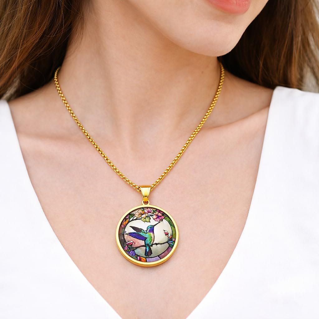 SUPAC Stunning Hummingbird Pendant Necklace - Two Humming Birds Searching for Flower - Fashionable Alloy Jewelry with Delicate Details - Birthday, Party, Gift Idea for Her image 3