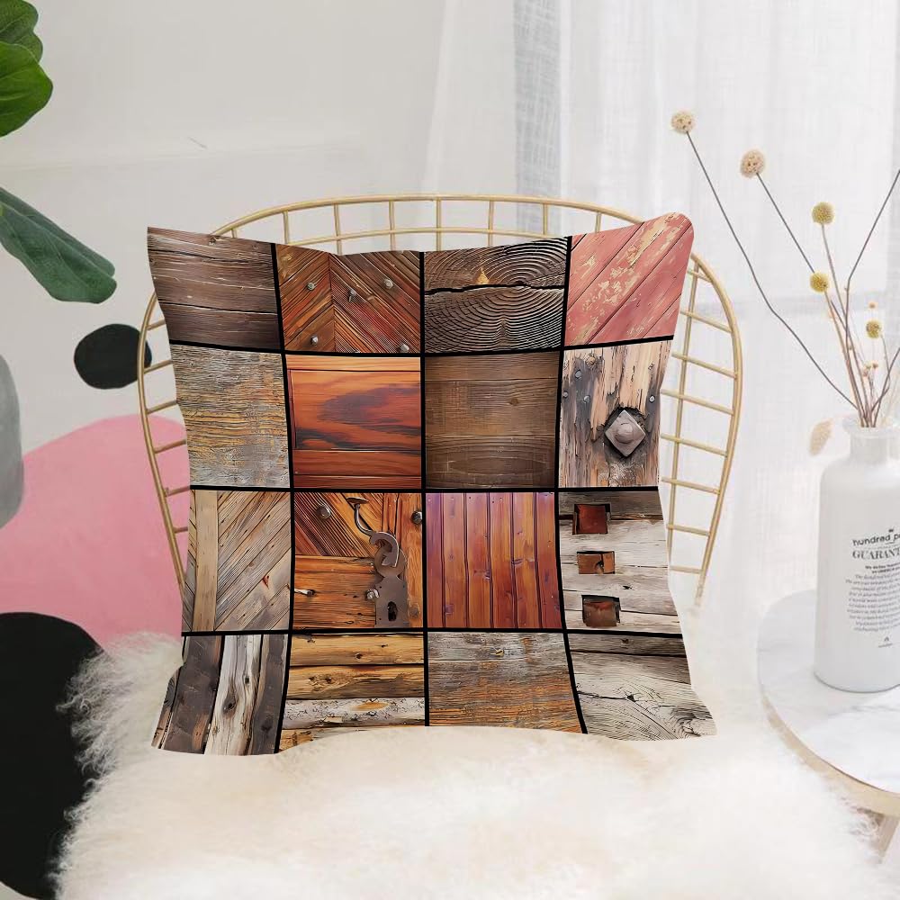 HYOSXW Cushion Cover,Throw Pillow Case Home Decorative for Living Room Bedroom Sofa Chair 16X16 Inch,collection of details on architectural wooden elements wood textures,Pillowcase 40X40cm