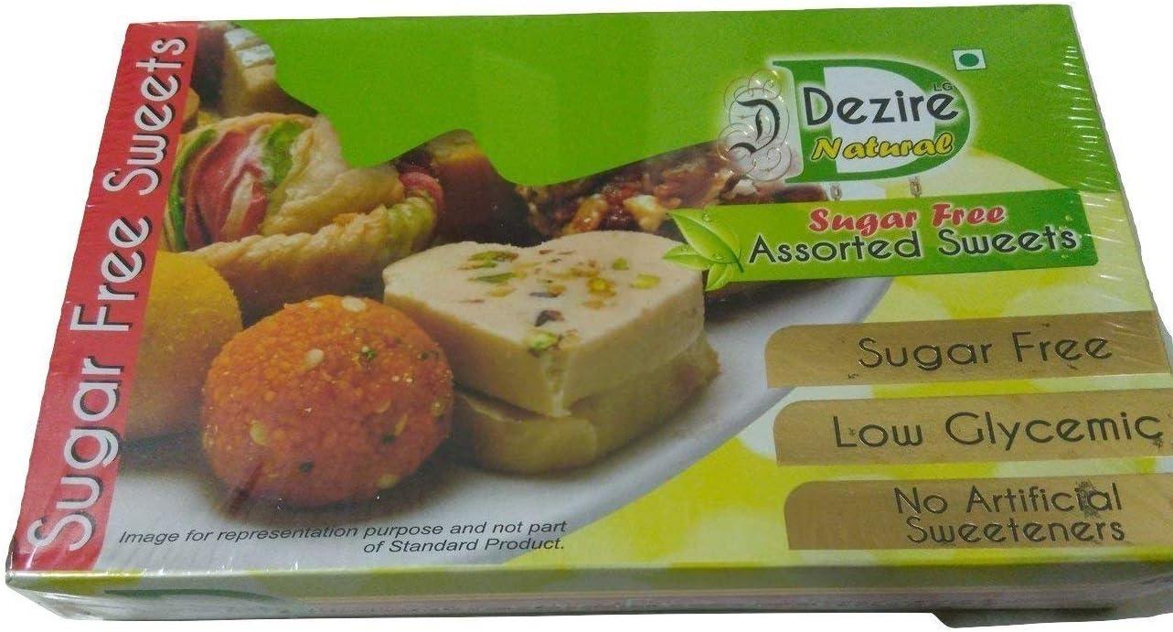 Dezire Natural Sugar-Free Assorted Sweets | Low GI Diabetic-Friendly Indian Sweets | Traditional Festive Sweet Gift Pack | 500g
