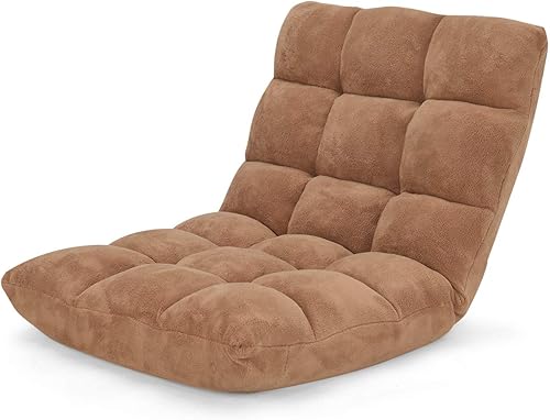 Miniatura 13 de GOFLAME Silla de suelo plegable de 14 posiciones, sillón acolchado para juegos con respaldo ajustable, sillón reclinable, cama para leer, jugar,