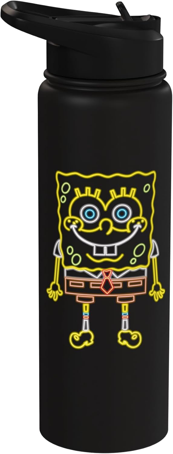 Neon SpongeBob SquarePants Stainless Steel Insulated Water Bottle