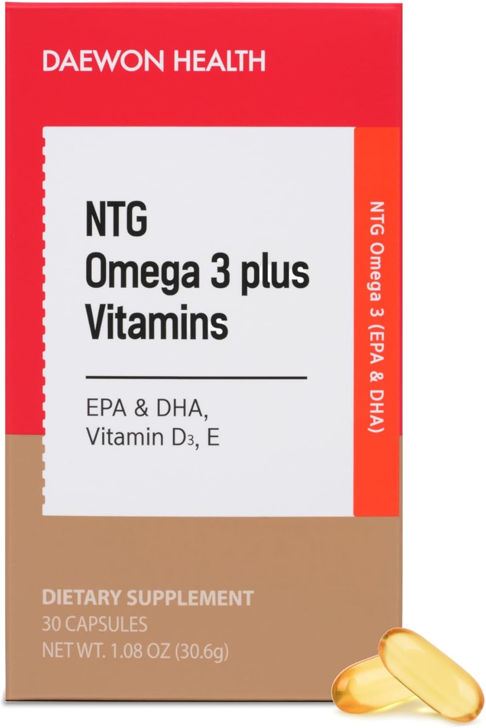 NTG Omega 3 Plus Vitamins – Vegan Algal Oil with Vitamin D3 & E, High Purity TG DHA EPA, Heart Brain Eye Bone Health Support, Solvent-Free Water Extraction (30 Softgels x 1020mg)