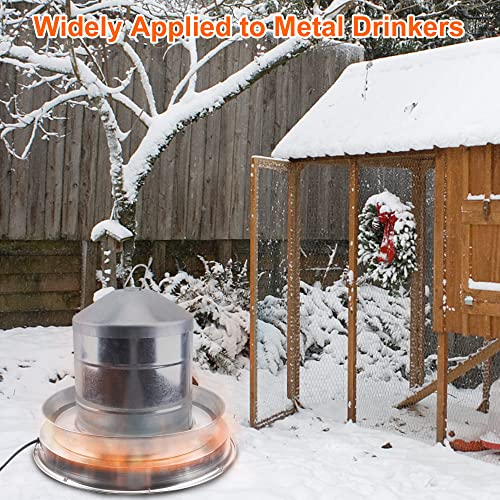 Chicken Water Heater 15 In For 5 Gallons Chicken Drinker, 125W Poultry Waterer Heated Base With Thermostat And 9.8Ft Power Cord For Metal Drinking Fountains Chicken Coop #TOP6