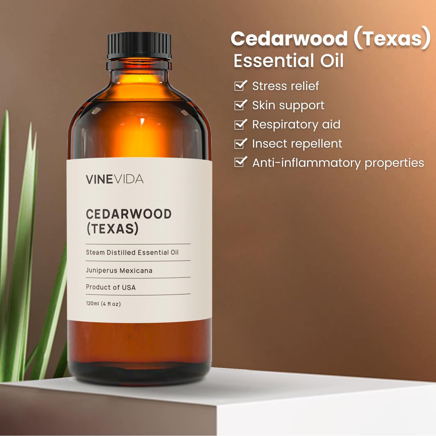 Vinevida Cedarwood (Texas) Essential Oil 4 oz - Undiluted - DIY Candle Scents & Bulk for Soap Making