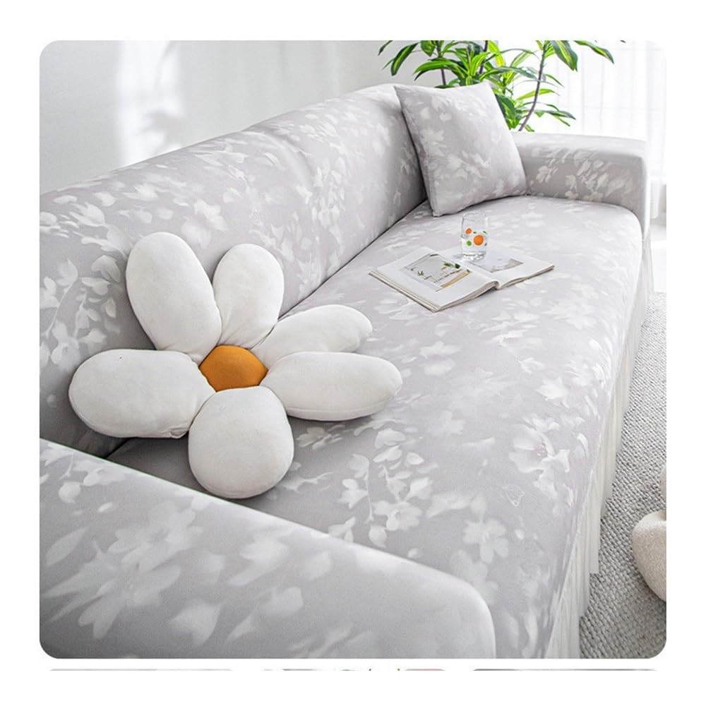 Housse de canapé 4 places extensible grise pour fauteuil et causeuse