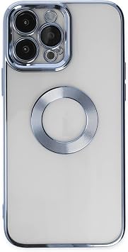 KZY  leti im Apple iPhone 13 Pro ile Uyumlu ile uyumlu Kapak Yanlar  Renkli Lens Korumal  Logo G steren  effaf Luxury K l f - A k Mavi