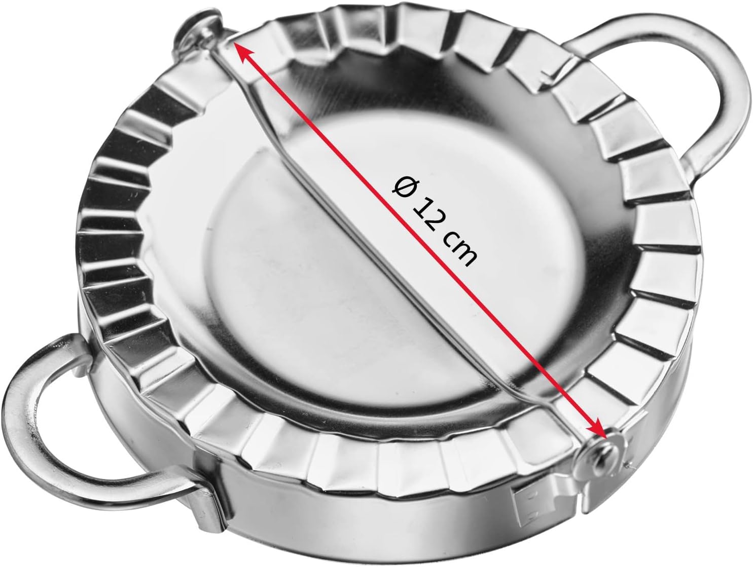 Westmark Maria 61372270 Ravioli Shaper, Diameter: 12 cm, with Practical Handles, Stainless Steel, Silver