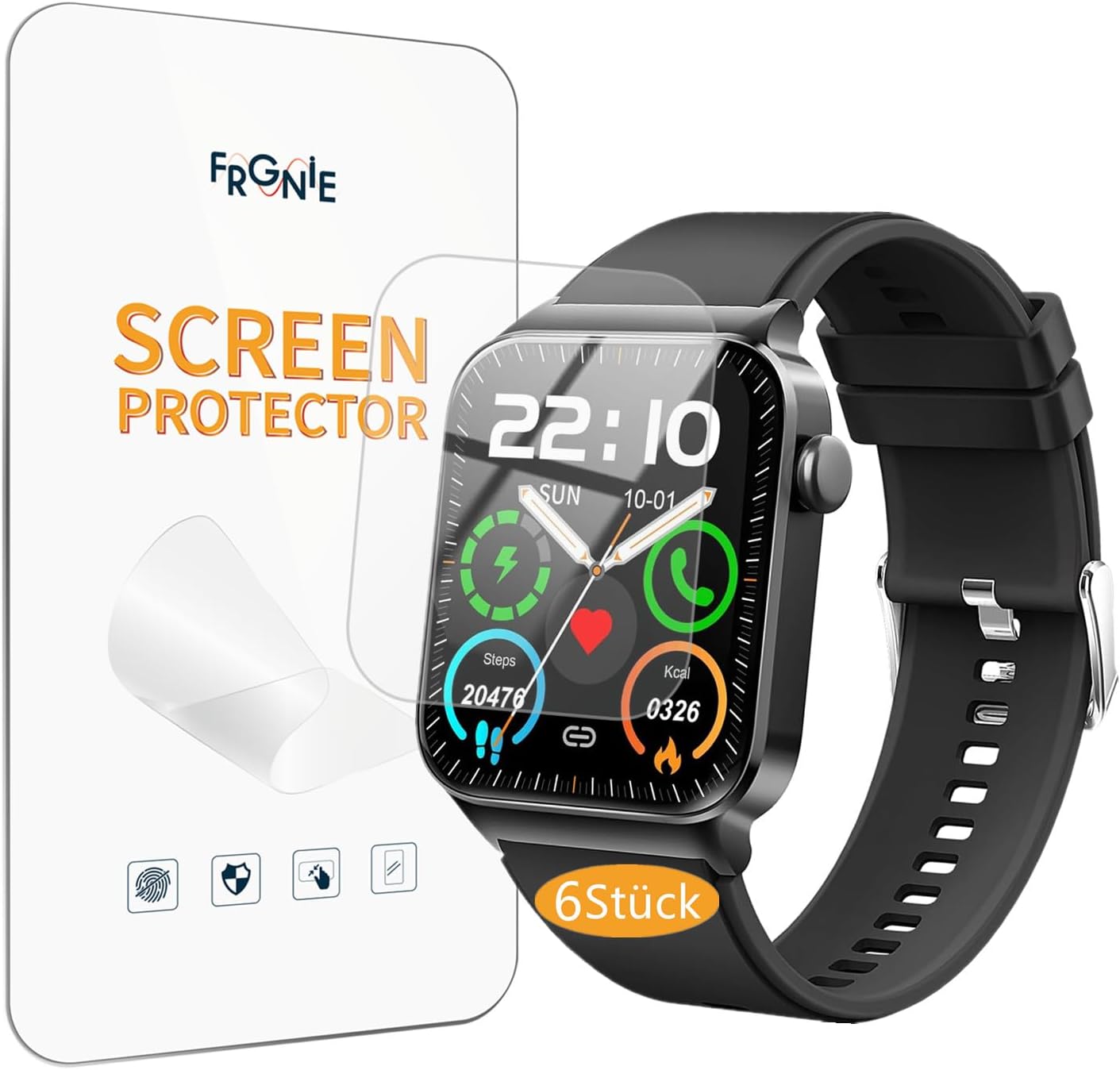 Screen Protector Compatible with Donerton Smartwatch 1.85" (6 Pack) HD Flexible TPU Film Compatible with uaue, VKROVAG T50S / T50H Smartwatch