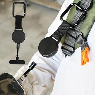 Anti Theft Phone Tether with Belt Clip Retractable Steel Line Universal Locking Carabiner Prevent Drops Leash for Travel Hiking Cell Phone Lanyard Safe Secure Durable Nylon Tether (19x5cm)