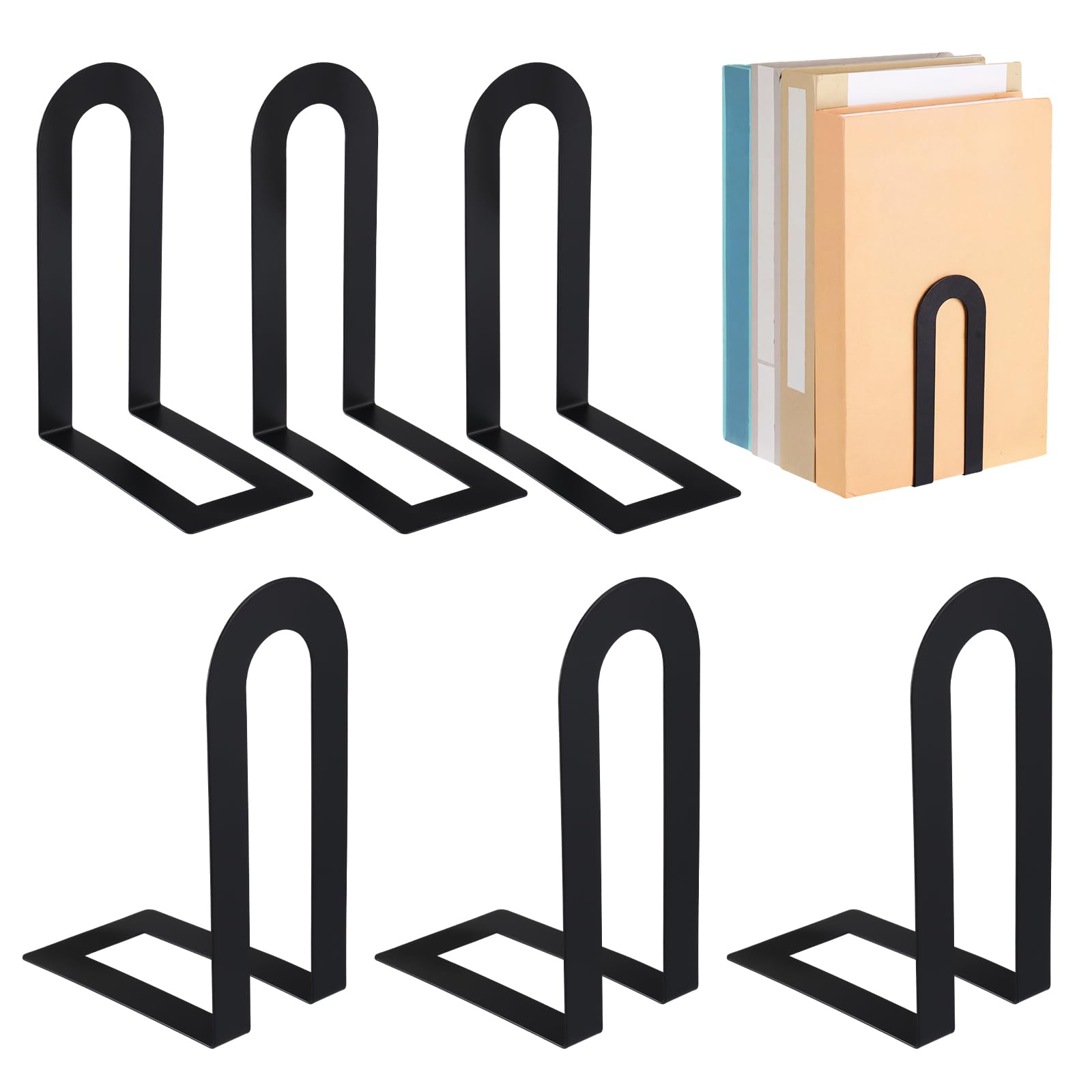 Serre-livres minimalistes Chunful | Petits supports discrets en métal noir