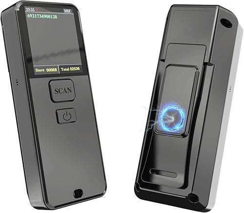 Symcode Escáner de código de barras CCD Bluetooth inalámbrico con pantalla de visualización, batería de 2000 mAh, mini escáner de código de barras