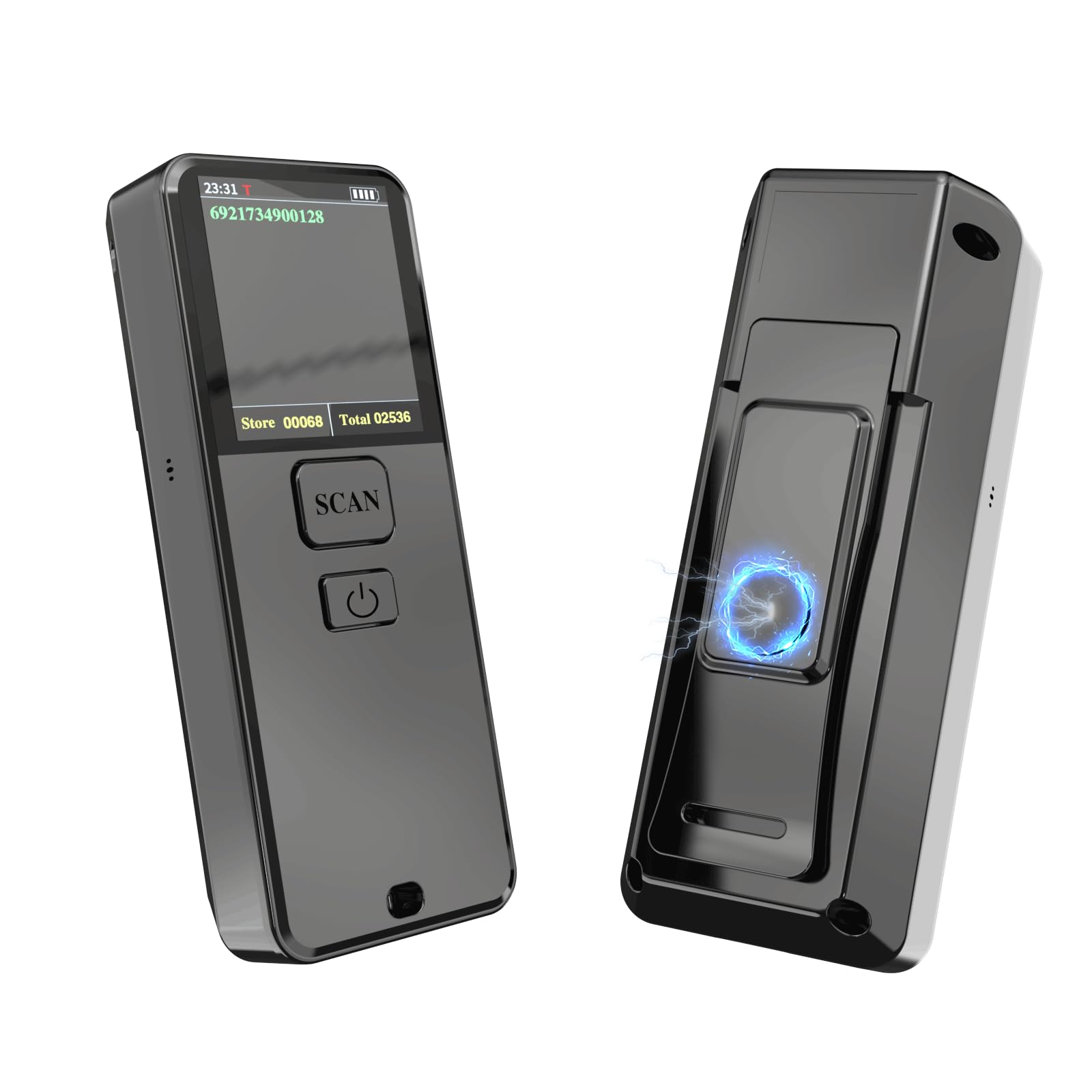 Symcode Bluetooth CCD Barcode Scanner Wireless with Display Screen,2000mAh Battery Portable Mini 1D Bar Code Scanner Compatible with iPhone, iPad,