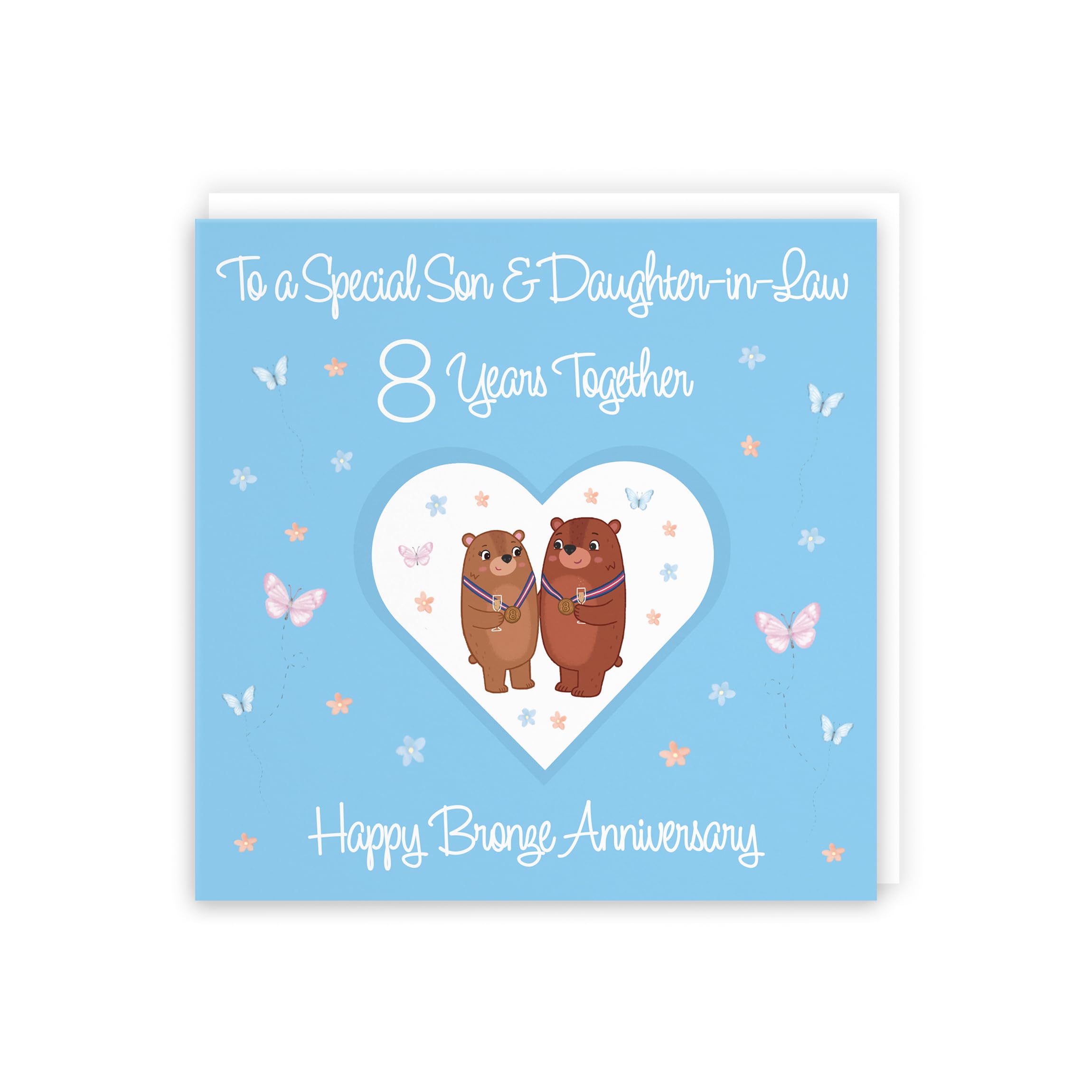 Hunts England, Son & Daughter-in-Law 8th Anniversary Card, 8 Years, Bronze Anniversary, Romantic Meadows, Fun Card - Image 3
