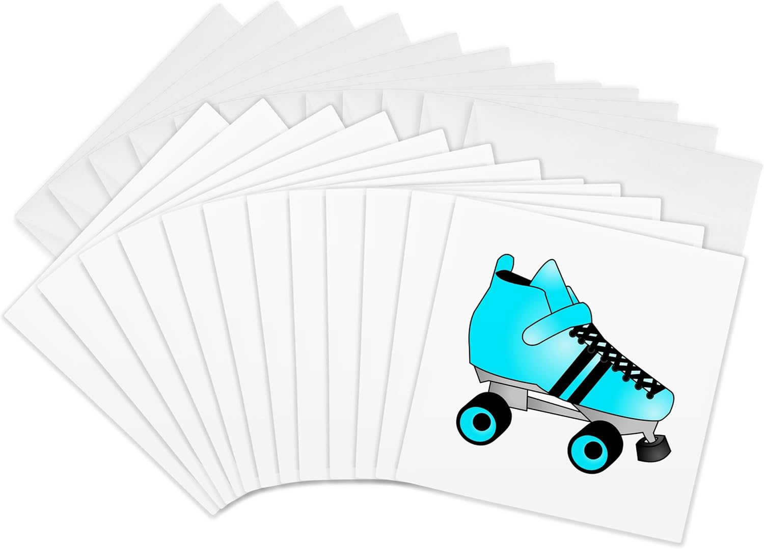 3dRose Skating Gifts - Blue and Black Roller Skate - Greeting Cards, 6 x 6 inches, set of 12 (gc_35462_2)
