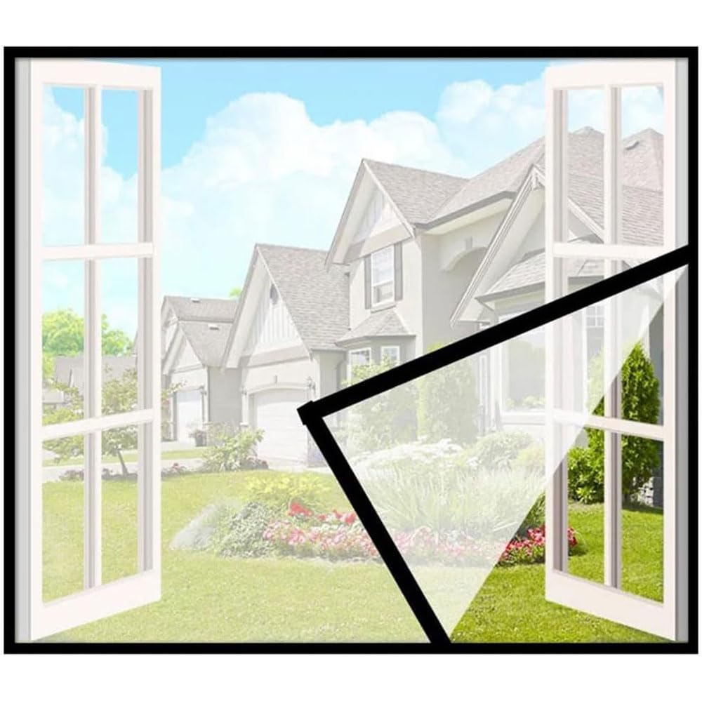 Rongjuejp Black Velcro White Mesh 70X130cm,Window Screen, Bug Screen Window Fly Screens For Window Easy Installation, Fly Screen For Windows | Easy Installation No Drilling Or Screwing