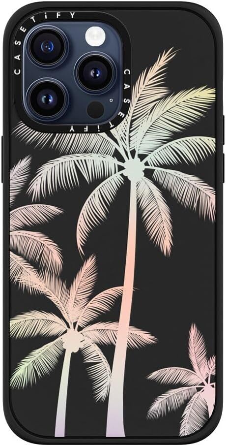 CASETiFY Impact Case for iPhone 15 Pro Max [4X Military Grade Drop Tested / 8.2ft Drop Protection] - Flower Prints - Modern Tropical Palm Tree Silhouette - Matte Black