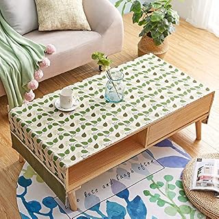 Jstoo Table Cover Tablecloth For Rectangle Living Room Rectangular Tv Cabinet Coffee Table-Wavy Green Leaves_70 * 160Cm
