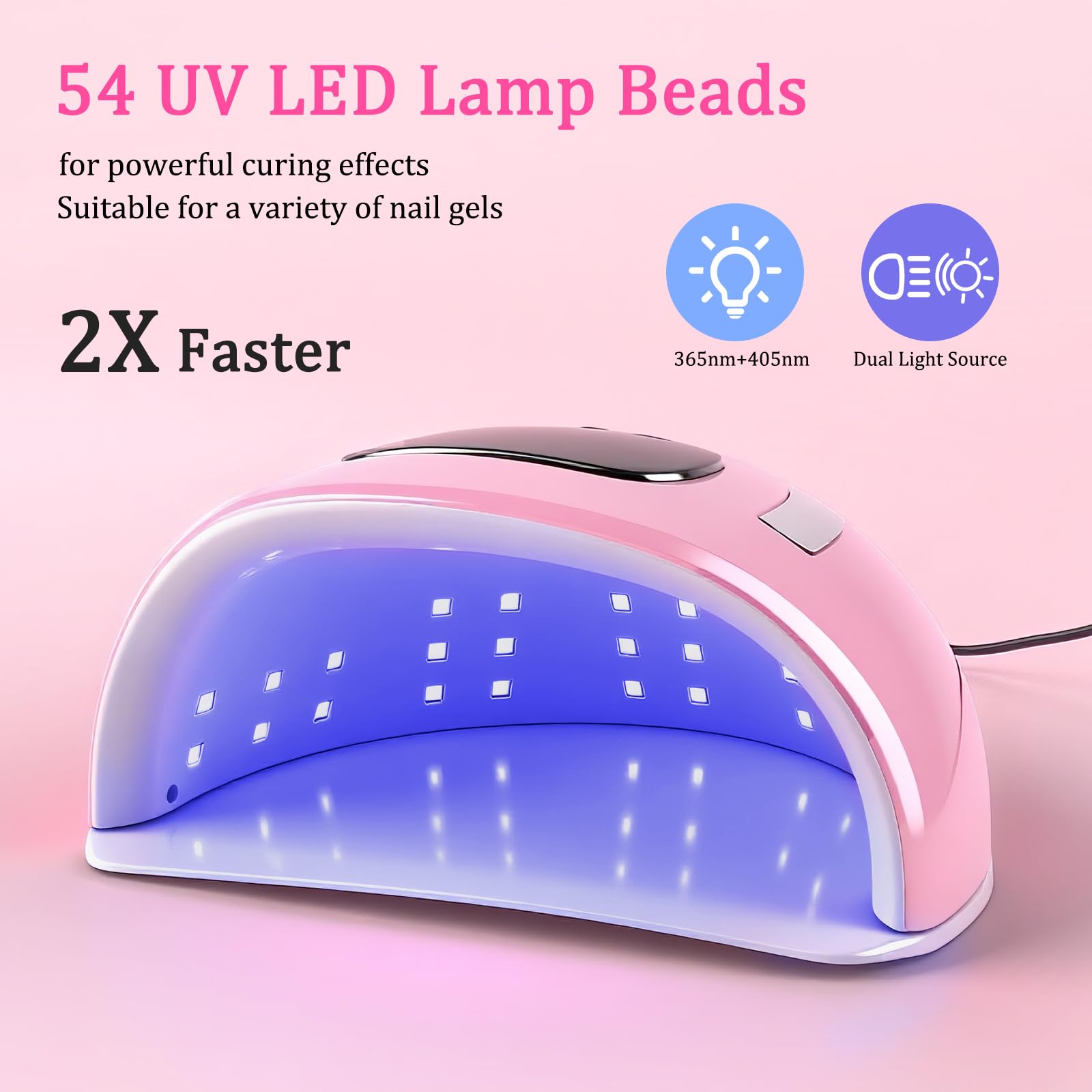 Lampa UV LED do paznokci, 162 W, szybko utwardzająca się suszarka do paznokci z 4 timerami i automatycznym czujnikiem do lakieru żelowego, żelu budującego i kleju, idealna do paznokci i paznokci u
