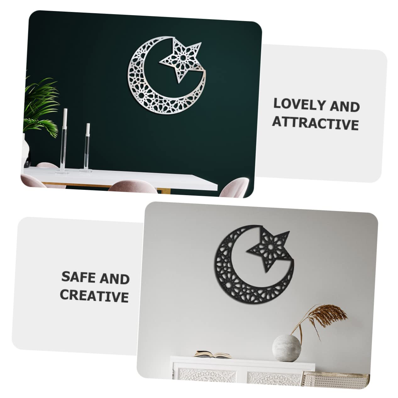 BESTonZON 4piezas Pegatinas De Espejo Acrílico Para Paredes De Habitaciones Infantiles Diseño De Luna y Estrellas Decoración Removible Para Dormitorio y Guardería Adhesivos y