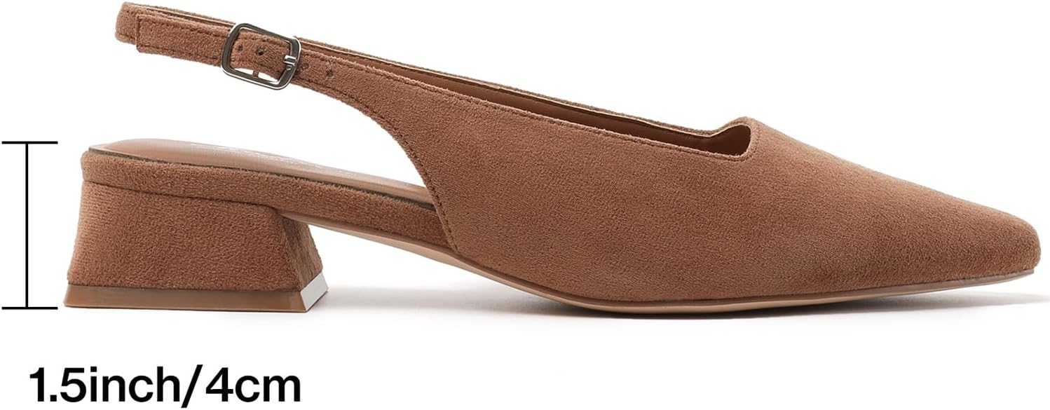 Mostrin Womens Chunky Low Heels D'Orsay Slingback Block Heel Pumps Closed Square Toe Dress Shoes for Work Office Daily Wedding - Image 5
