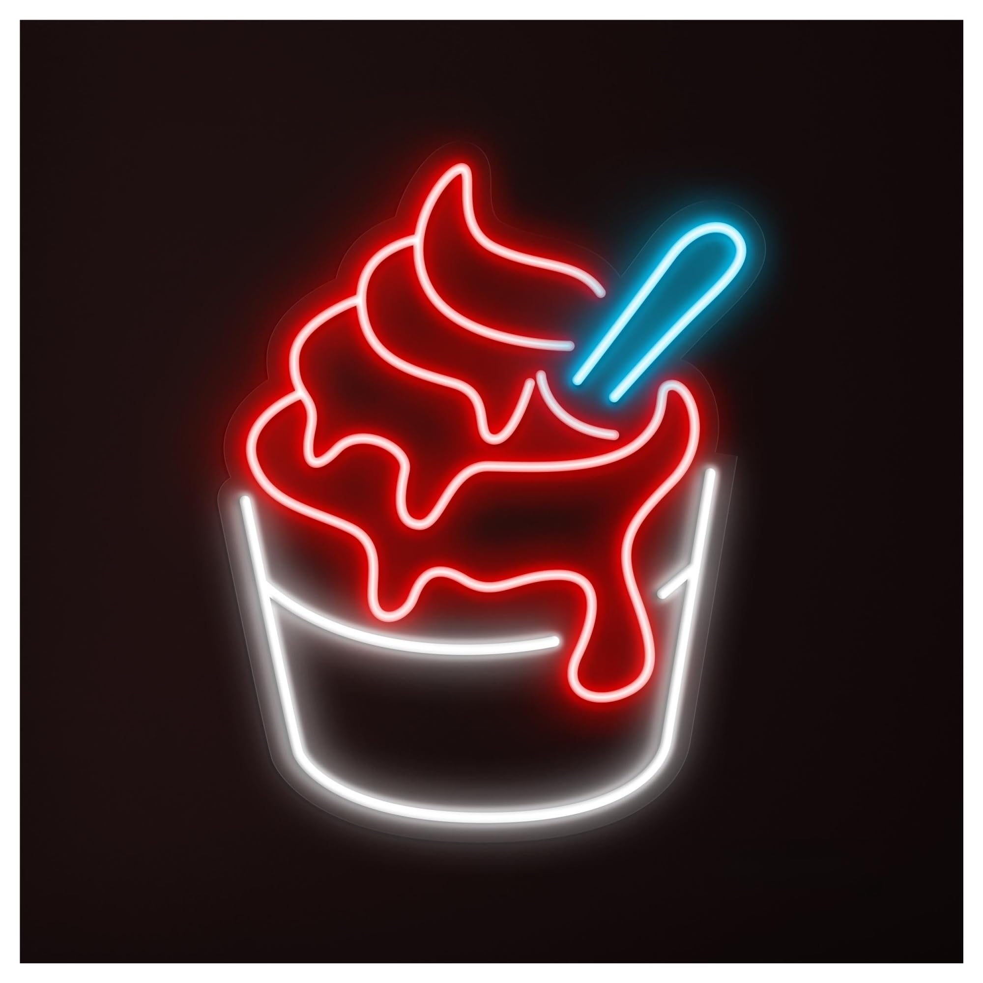 RONGCH Hanging Art Signs Ice Cream Cup Neon Sign Handmade, Suitable for Dessert Shop Decor with Brightness Adjustable 46cm