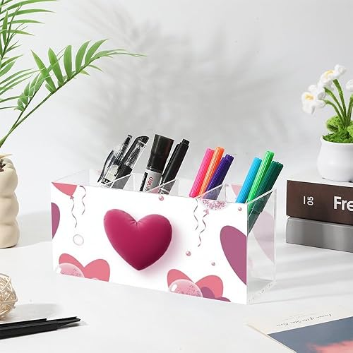 Miniatura 3 de Ainavmxzs Dreamy Hearts Acrylic Lip Stick Holder Organizer With 4 Compartments Pencil Organizer Pen Storage Brush Accessories Cosmetic Storage Box