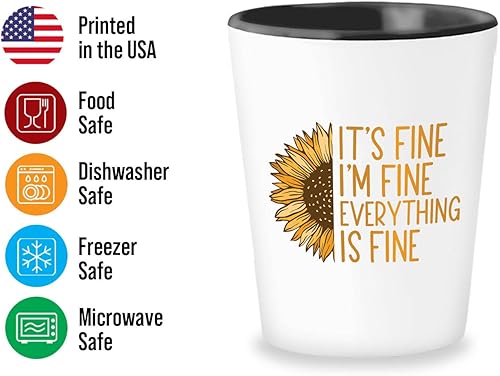 Miniatura 3 de Vaso de chupito motivacional de 1.5 onzas – It's Fine I'm Fine Everything Is Fine – Apreciación motivacional, refranes inspiradores, regalo de