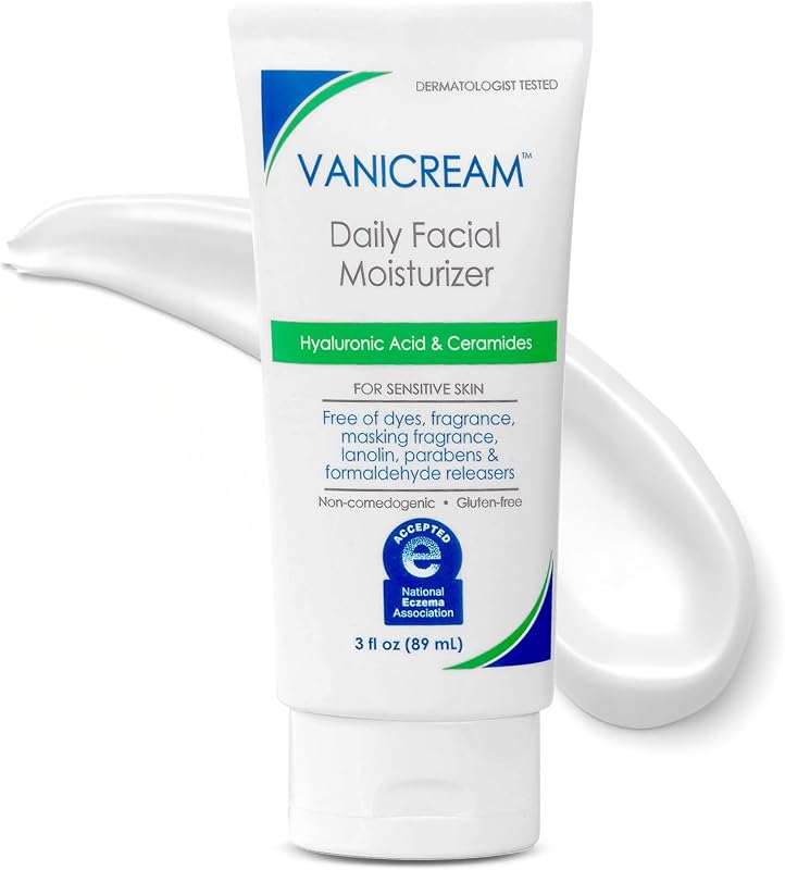 Daily Facial Moisturizer With Ceramides and Hyaluronic Acid - Formulated Without Common Irritants for Those with Sensitive Skin, 3 fl oz (Pack of 12)