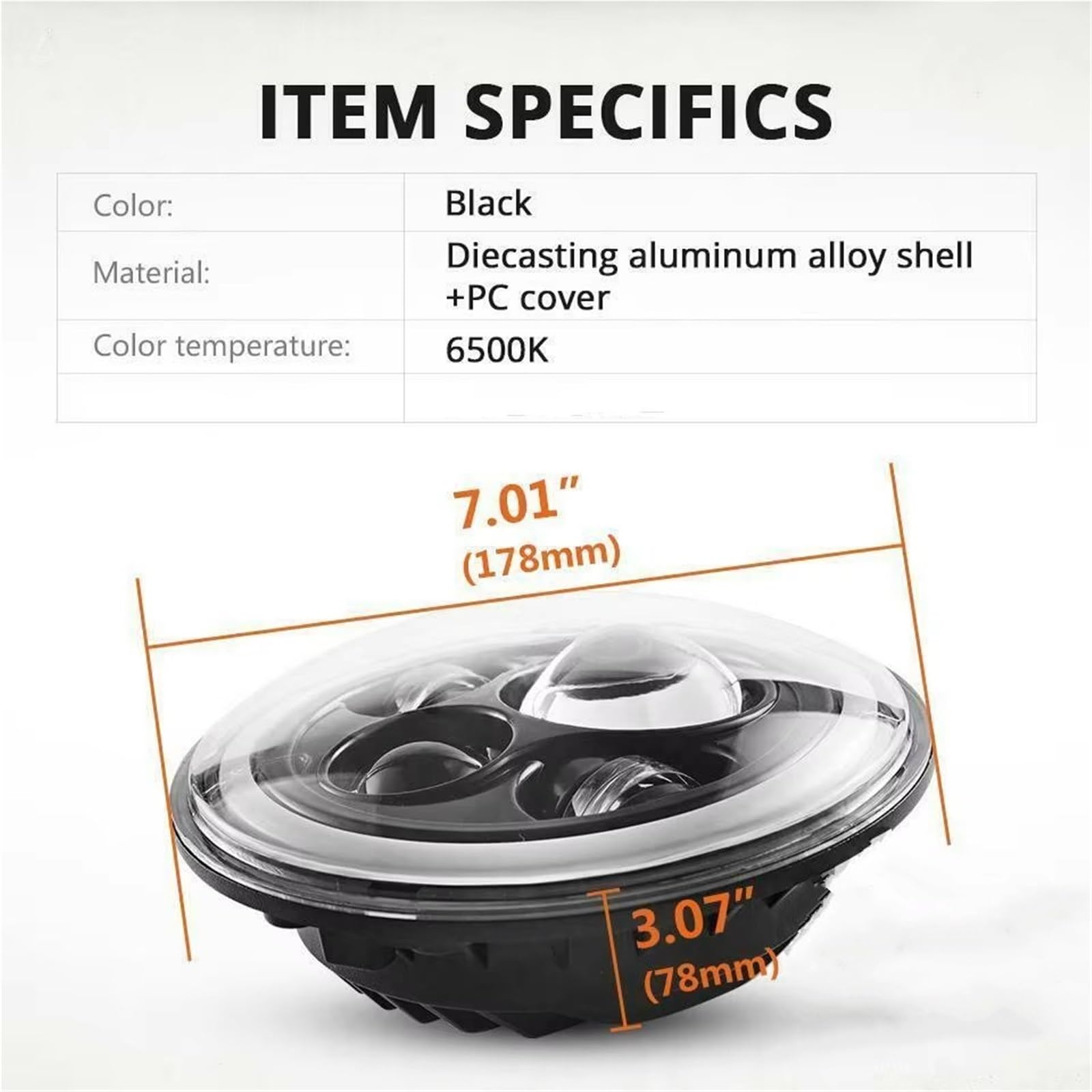 Faro Anteriore Moto per Dyna per Softail per Touring per Trike 7 Pollici Moto LED Faro Passando Lampade Luci Fendinebbia Staffa Anello di Montaggio(Style 1)