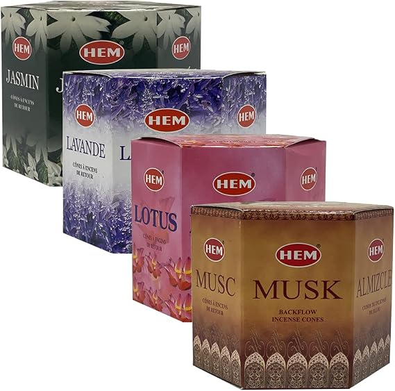 TRUMIRI Incense Cones, 4 Sets of 40 Cones Each, Variety Pack (Jasmine, Lavender, Lotus, Musk) for Waterfall and Mat Bundle