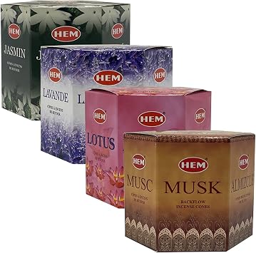 TRUMIRI Incense Cones, 4 Sets of 40 Cones Each, Variety Pack (Jasmine, Lavender, Lotus, Musk) for Waterfall and Mat Bundle