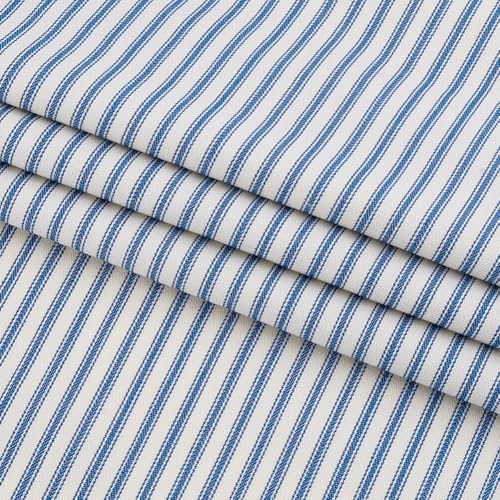 AHANDMAKER Striped Ticking Fabric – 59.8 Wide Blue White Upholstery