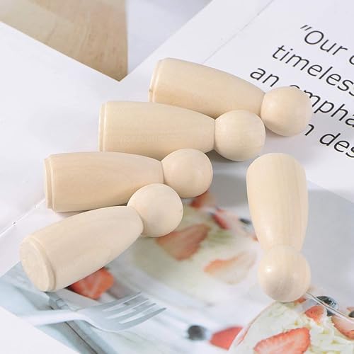 Miniatura 6 de Kisangel 20pcs DIY Peg Doll Ángel Cuerpos de madera sin terminar Peg Personas para manualidades Personas Formas para Artes y Artesanías 2.559 in