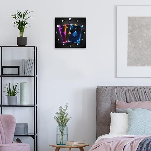 Miniatura 6 de Relojes de pared Three Ace Poker Cards funciona con pilas, reloj de números para dormitorio, sala de estar, cocina, oficina, decoración del hogar,
