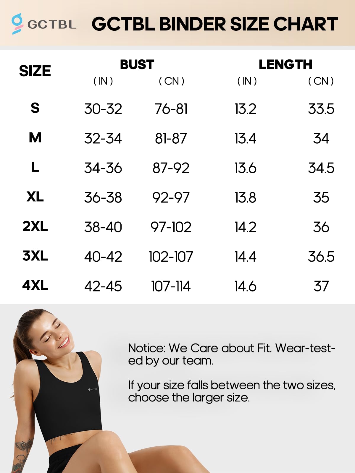 GCTBL Trans Binder Transgénero FTM Medio Binder Transpirable Corset Binder para Mujer