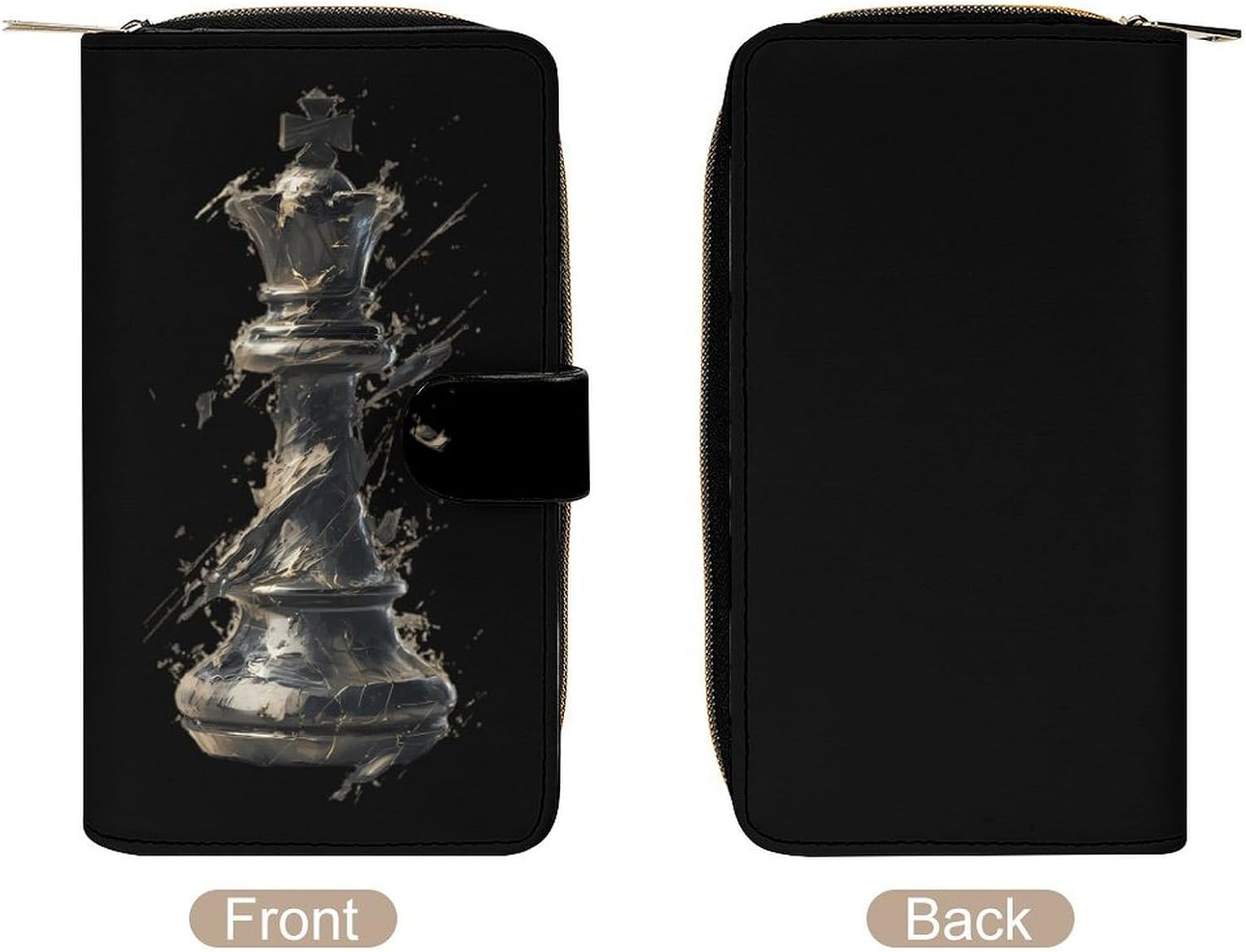 Chess Piece Women's Long Wallets Leather Purse Fold Clutch Credit Card Holder