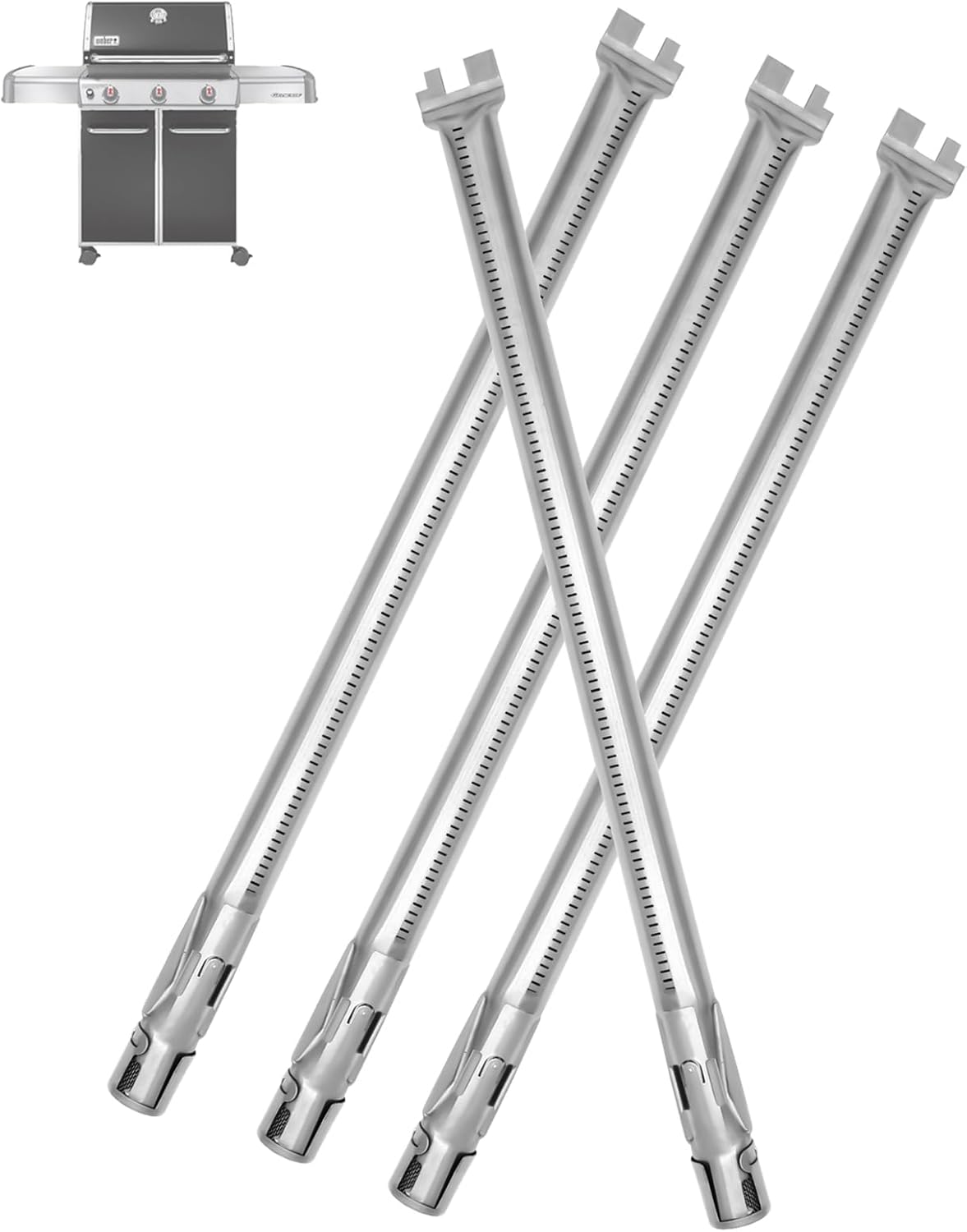 62752 Burner Tube for Weber Genesis Grill Replacement Parts, 13111 Grill Burners for Weber Genesis 300 SER Parts w/Front Control Knobs Genesis E330 E320 E310 S330 S320 CEP330,304 Stainless Steel, 4PCS