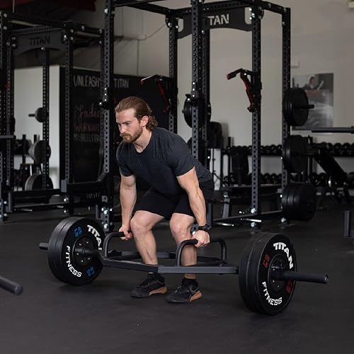 Miniatura 2 de Titan Fitness Barra de trampa hexagonal con cremallera, barra olímpica de levantamiento de pesas de 2 pulgadas, clasificada con 800 libras, agarres