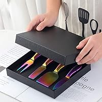Vista 7 de Buyer Star Rainbow - Juego de 4 cuchillos de queso de acero inoxidable, mini cuchillos para queso, accesorios para tablero de charcutería, cuchillo